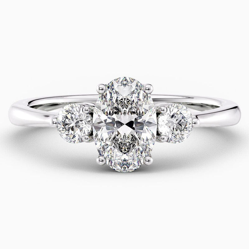 Oval Cut Three Stone Lab Grown Diamond Engagement Ring