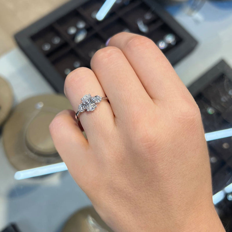 Round Cut Three Stone Natural Diamond Engagement Ring