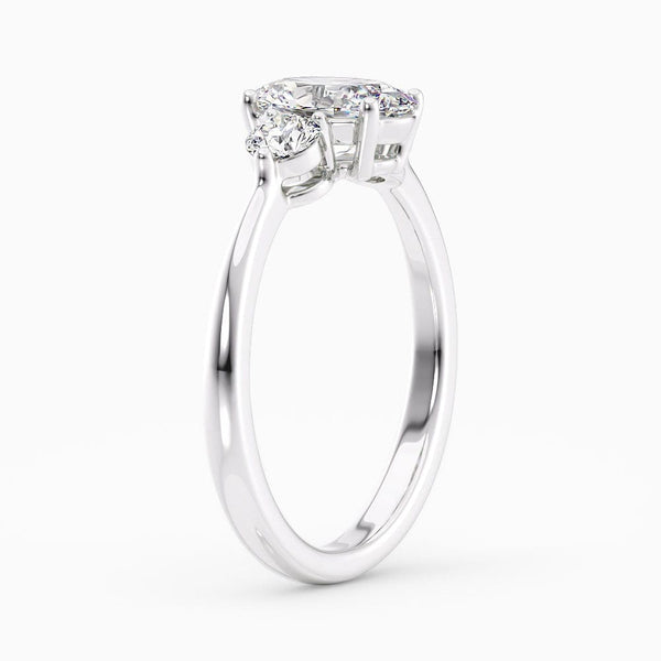 1.80 Carat Oval Shape Three Stone Blue Sapphire Engagement Ring