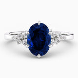 2.20 Carat Oval Shape Snowdrift Blue Sapphire Engagement Ring