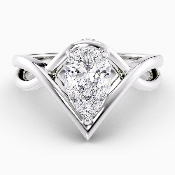 Pear Cut Twist Shank Lab Grown Diamond Engagement Ring