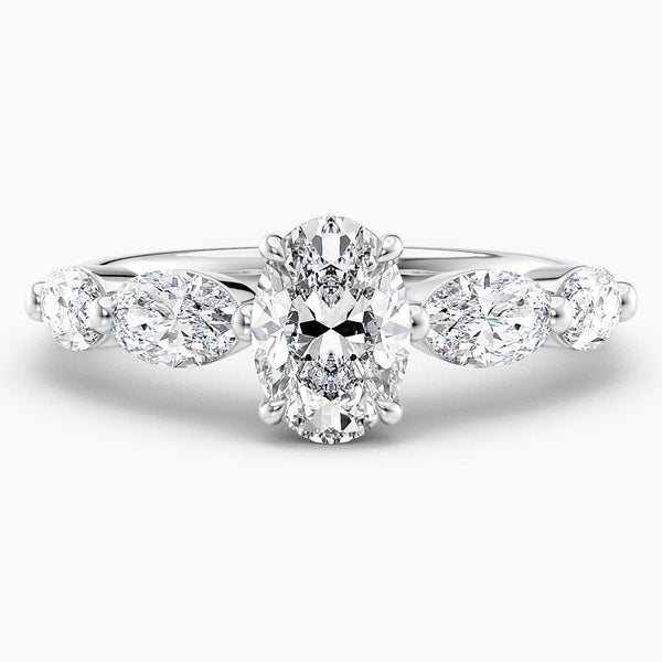 2 Carat Oval Cut Shared Prong Lab Grown Diamond Engagement Ring