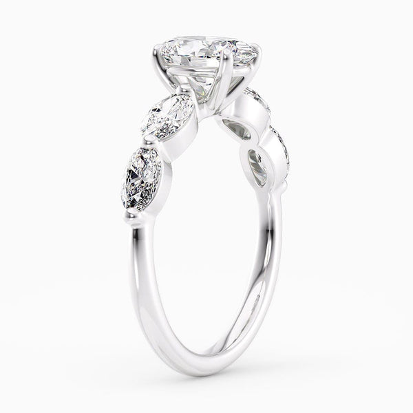 2 Carat Oval Cut Shared Prong Lab Grown Diamond Engagement Ring