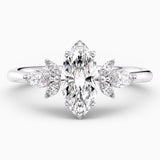 Marquise Cut Cluster Natural Diamond Engagement Ring