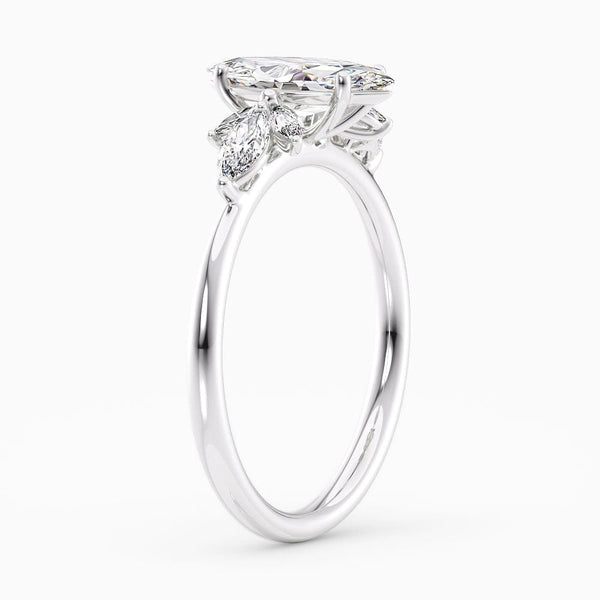 Marquise Cut Cluster Lab Grown Diamond Engagement Ring