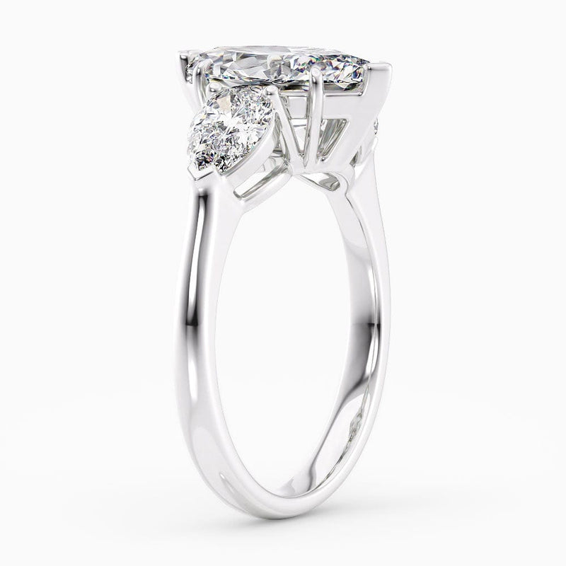 Marquise Cut Three Stone Lab Grown Diamond Engagement Ring