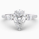 2.50 Carat Pear Cut Three Stone Natural Diamond Engagement Ring GIA Certified