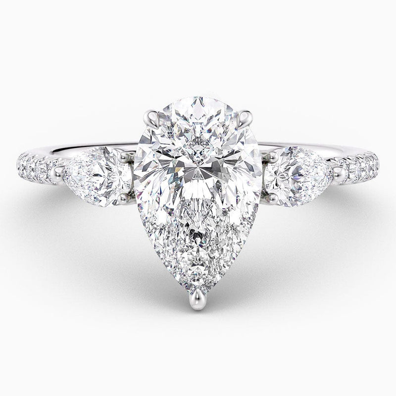 2.50 Carat Pear Cut Three Stone Natural Diamond Engagement Ring GIA Certified