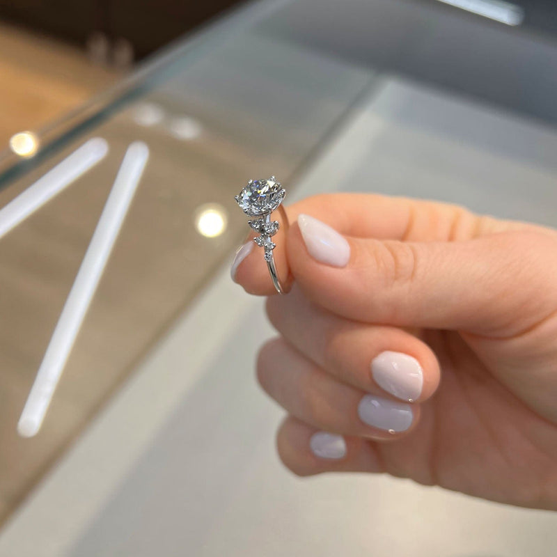 2.20 Carat Round Cut Snowdrift Lab Grown Diamond Engagement Ring