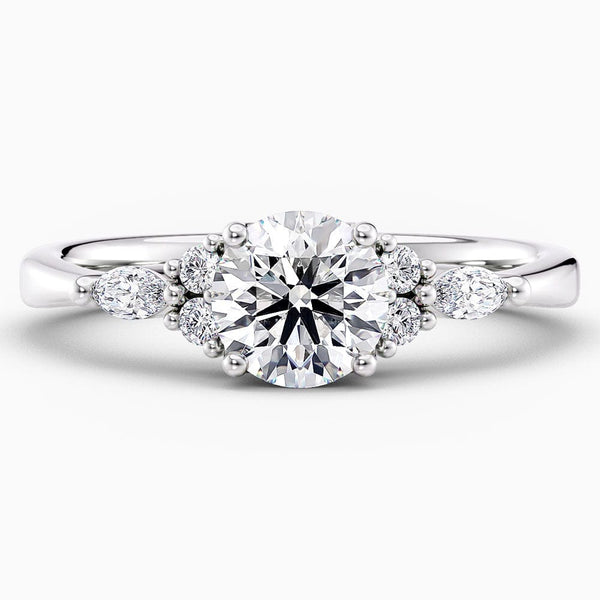 Round Cut Cluster Natural Diamond Engagement Ring