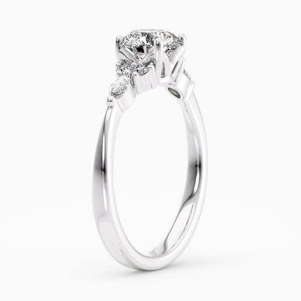 Round Cut Cluster Lab Grown Diamond Engagement Ring